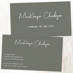 Simple Script Name Modern Sage Green Business Card