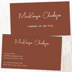 Simple Script Name Modern Terracotta Business Card