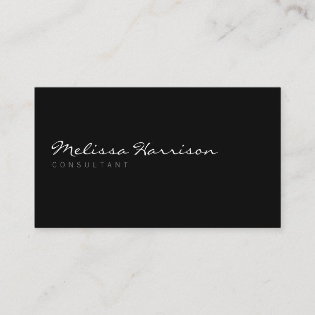 Simple script name professional black business card (Front)