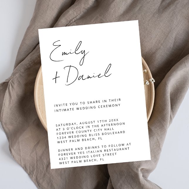 Simple Script Names Intimate Courthouse Wedding  Invitation (Creator Uploaded)