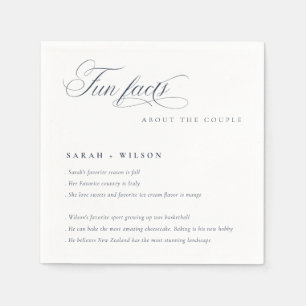 Simple Script Navy White Wedding Fun Facts Napkin