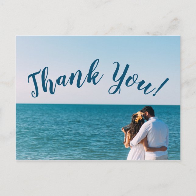 Simple script – ocean view Thank You card (Front)