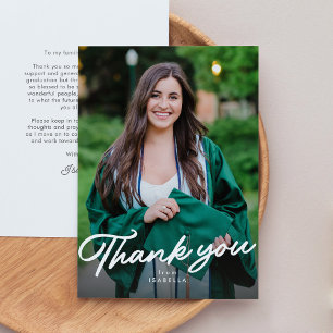 Simple script one photo graduation thank you card