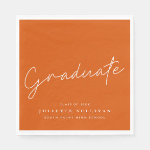 Simple Script Orange Graduation Party Napkin
