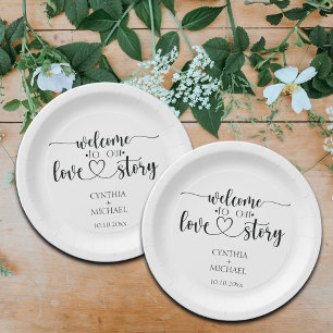 Simple Script 'our Love Story' Wedding  Paper Plate