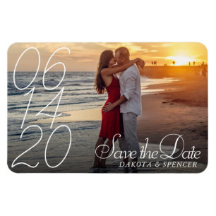 Simple Script Overlay   Modern Photo Save the Date Magnet