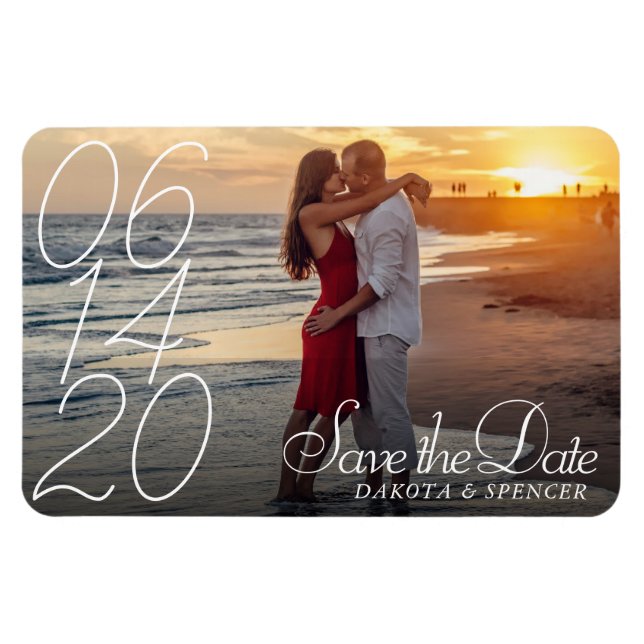 Simple Script Overlay | Modern Photo Save the Date Magnet (Horizontal)