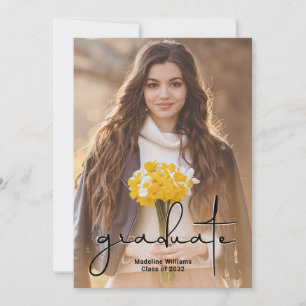 Simple Script Overlay Photo GradAnnouncement Invitation
