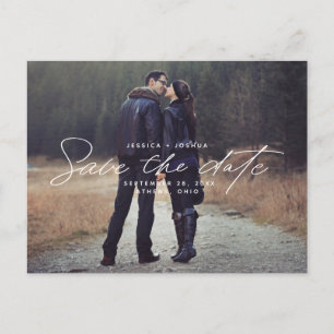 Simple Script Overlay Photo Save the Date Postcard