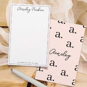 Simple Script Personalised Monogram Pattern Stationery