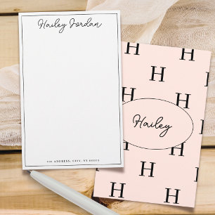 Simple Script Personalised Monogram Stationery
