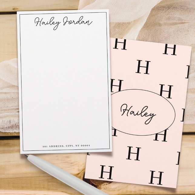 Simple Script Personalised Monogram Stationery (Creator Uploaded)