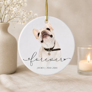 Simple Script Personalised Pet Memorial Photo Ceramic Tree Decoration
