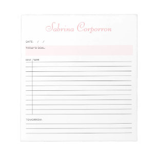 Simple Script Personalised Pink To Do List Notepad