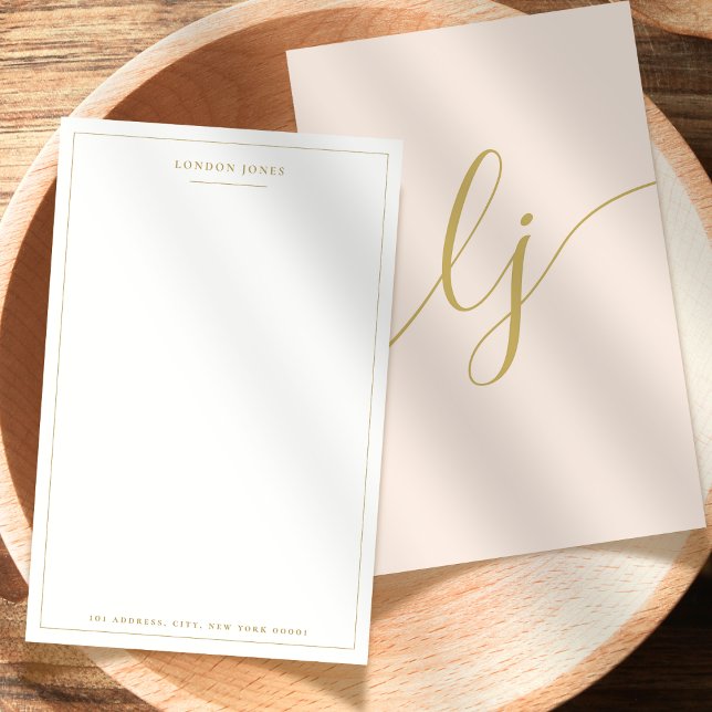 Simple Script Personalised Stationery Blush Gold (Creator Uploaded)