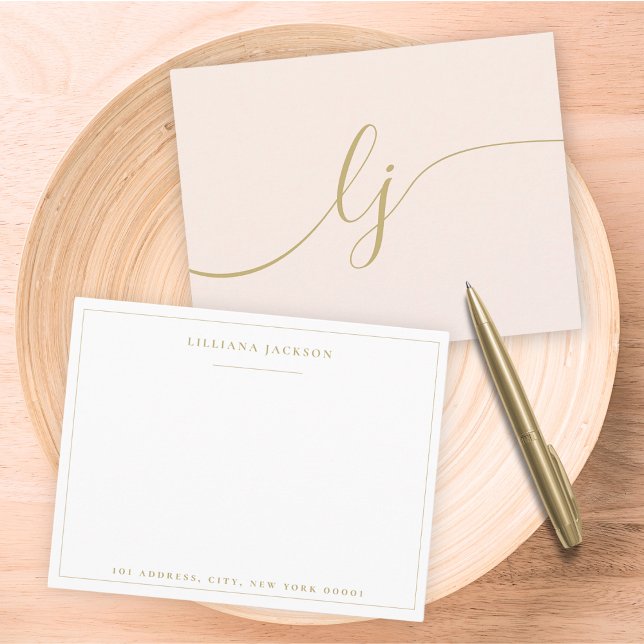 Simple Script Personalised Stationery Blush Gold Card (Creator Uploaded)
