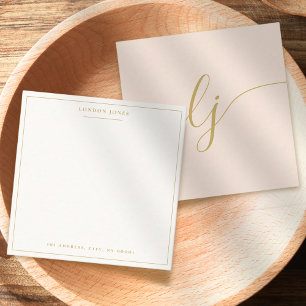 Simple Script Personalised Stationery Blush Gold Card