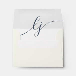 Simple Script Personalised Stationery Ivory Navy Envelope
