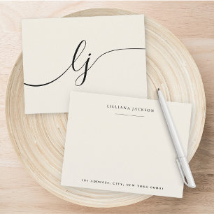 Simple Script Personalised Stationery Monogram Card