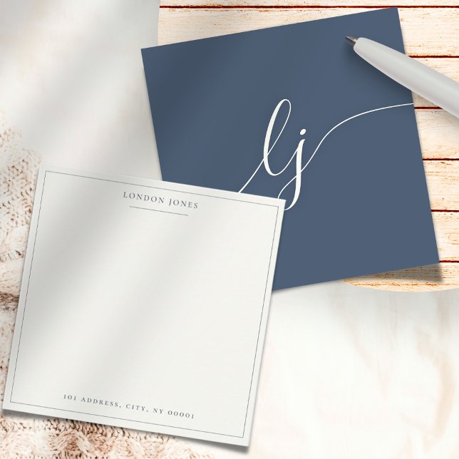 Simple Script Personalised Stationery Navy Ivory Card (Creator Uploaded)