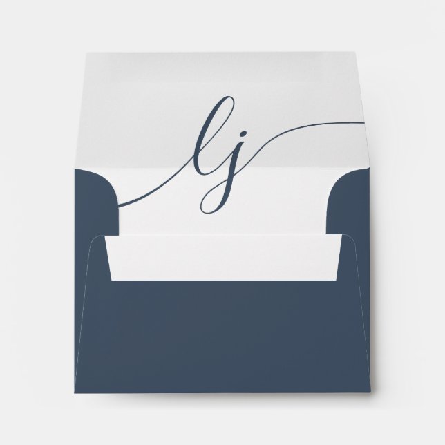 Simple Script Personalised Stationery Navy Ivory Envelope (Back (Bottom))
