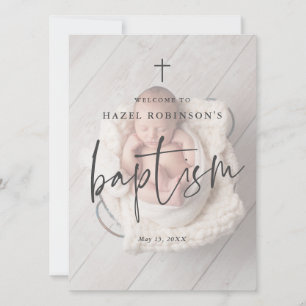 Simple Script  Photo Baptism Welcome Invitation