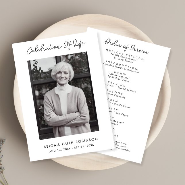 Simple Script Photo Celebration of Life Program Programme (Creator Uploaded)