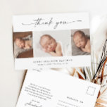 Simple Script Photo Collage Baby Thank You  Postcard<br><div class="desc">Simple Script Photo Collage Baby Thank you card. The back includes a thank you message that you can personalize or remove if you prefer to hand write your thank you.</div>