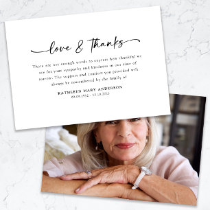 Simple Script Photo Funeral Thank You Card