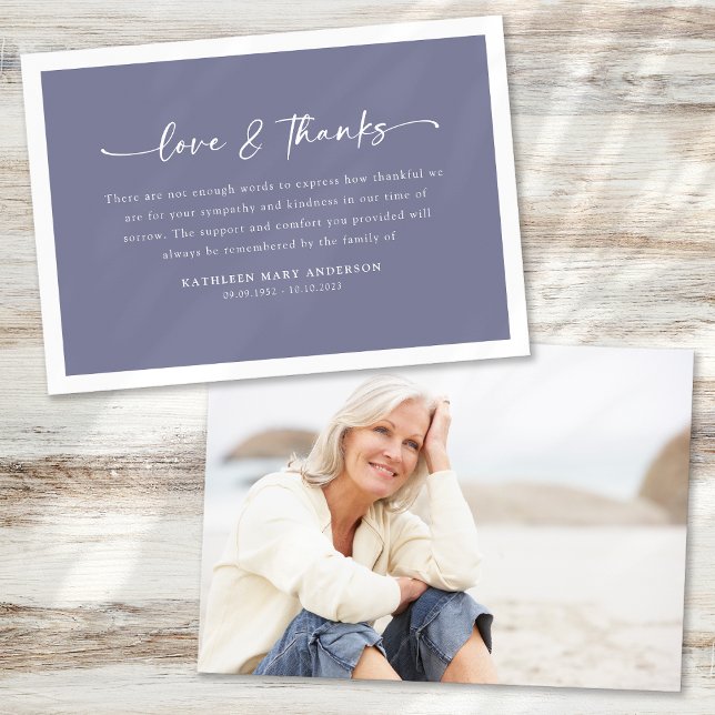 Simple Script Photo Funeral Thank You Card (Creator Uploaded)