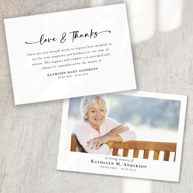 Simple Script Photo Funeral Thank You Card (Creator Uploaded)