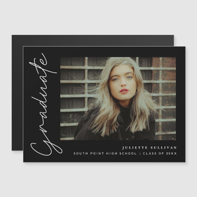 Simple Script Photo Graduation Announcement (Front/Back)