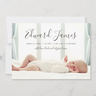 Simple Script Photo Overlay Birth Announcement