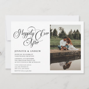 Simple Script Photo   Reception Wedding Invitation