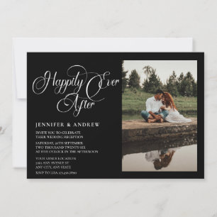 Simple Script Photo   Reception Wedding Invitation
