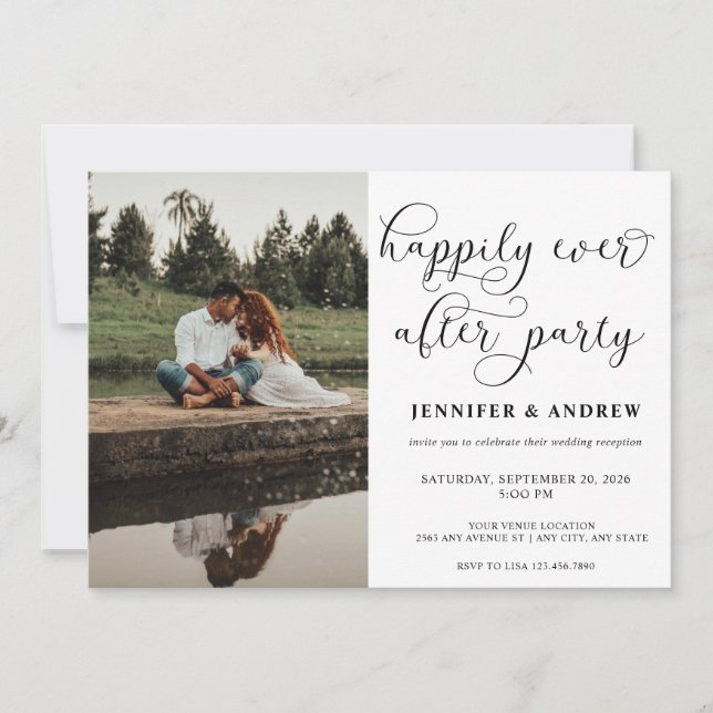 Simple Script Photo | Reception Wedding Invitation (Front)