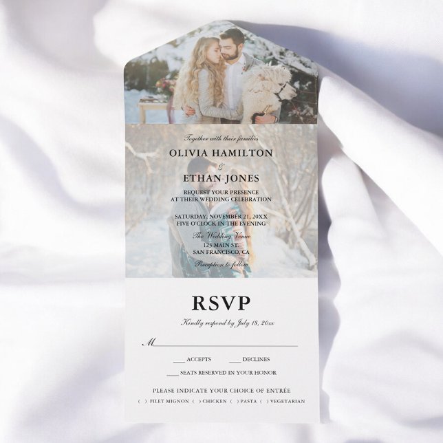 Simple Script Photo Summer Wedding All In One Invitation (Creator Uploaded)