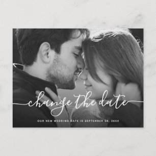 Simple Script   Photo Wedding Change the Date Postcard