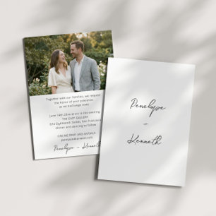 Simple Script Photo Wedding Minimalist Whimsical  Invitation