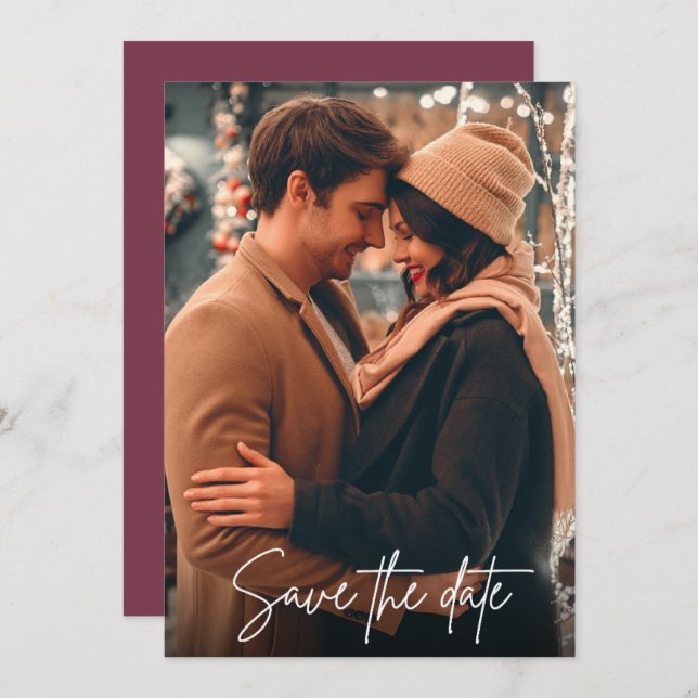 Simple Script Photo Wedding Save the Date (Front/Back)