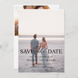 Simple Script Photo Wedding save the date cards