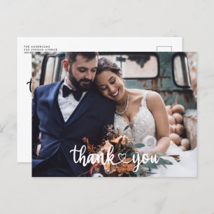 Simple Script Photo Wedding Thank You Budget Postcard