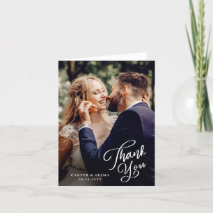 Simple Script Photo Wedding  Thank You Card