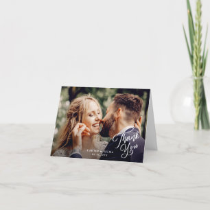 Simple Script Photo Wedding Thank You Card