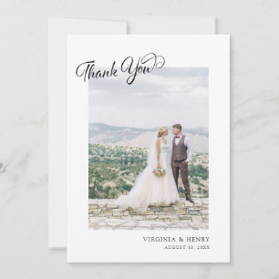 Simple Script Photo Wedding Thank You Card