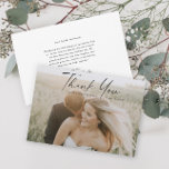 Simple Script Photo Wedding Thank You Card<br><div class="desc">Simple Script Photo Wedding Thank You Card. The back has a thank you message that you can personalise for each guest or remove if you prefer to hand write your thank you. Click the edit button to customise this design.</div>