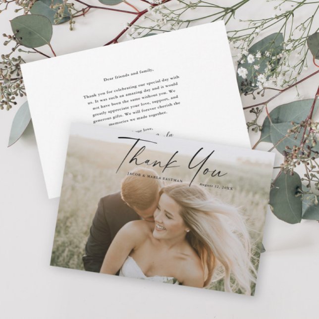 Simple Script Photo Wedding Thank You Card (Creator Uploaded)