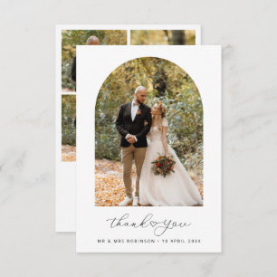 Simple script photo wedding thank you card