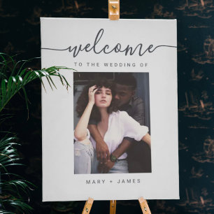 Simple Script Photo Wedding Welcome Sign