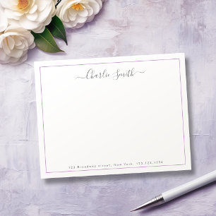 Simple script purple border personalised card